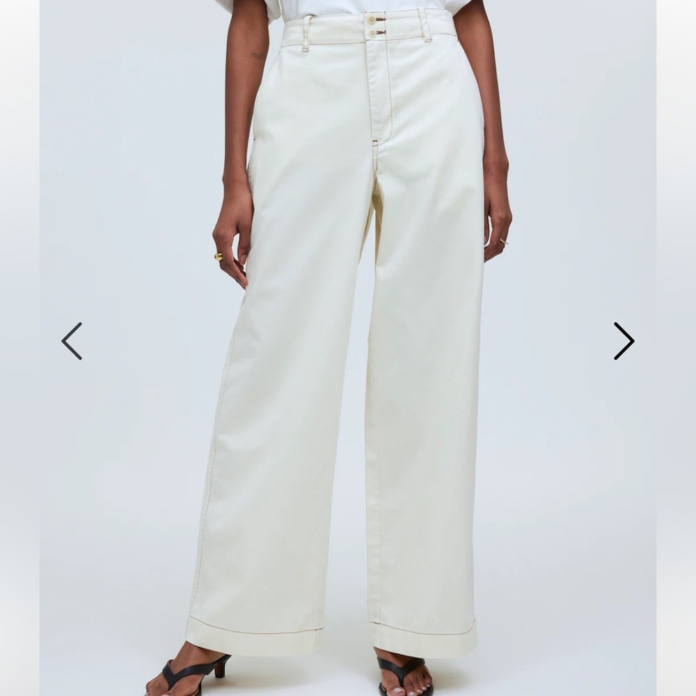 NWT Madewell Button-Tab Wide-Legs Pants, size 6, white
